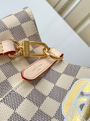 O rosa branco Damier Azur Canvas LV marcou o saco da cubeta de Bag NéONoé milímetro do mensageiro