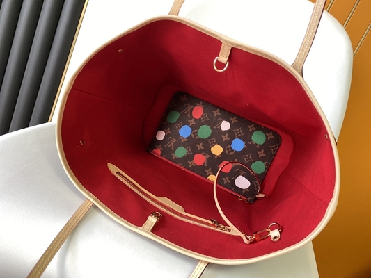saco preto do monograma do LV X Yayoi Kusama Louis Vuitton Neverfull milímetro multicolorido