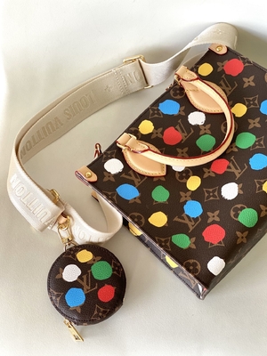 Monograma do LV X Yayoi Preloved Branded Bag Kusama OnTheGoMM multicolorido