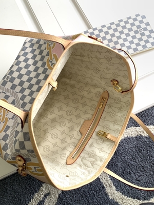 Tahiti limitou sacos marcados feitos sob encomenda Louis Vuitton Neverfull quadriculado milímetro
