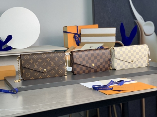 Mini forro fúcsia do LV Felicie Pochette Monogram Bag Wallet