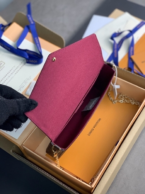 Mini forro fúcsia do LV Felicie Pochette Monogram Bag Wallet