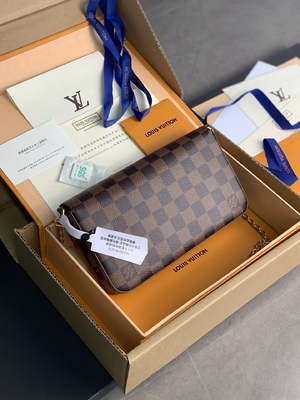 Mini forro fúcsia do LV Felicie Pochette Monogram Bag Wallet