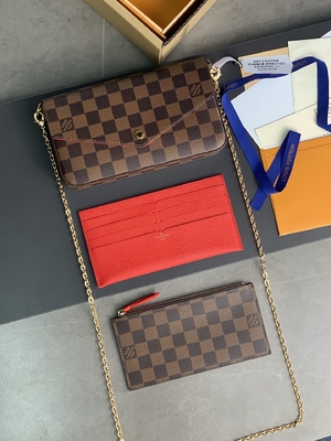 Mini forro fúcsia do LV Felicie Pochette Monogram Bag Wallet