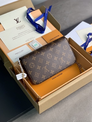Mini forro fúcsia do LV Felicie Pochette Monogram Bag Wallet
