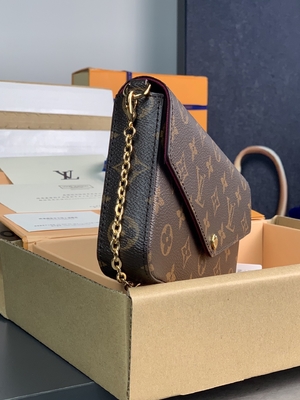 Mini forro fúcsia do LV Felicie Pochette Monogram Bag Wallet