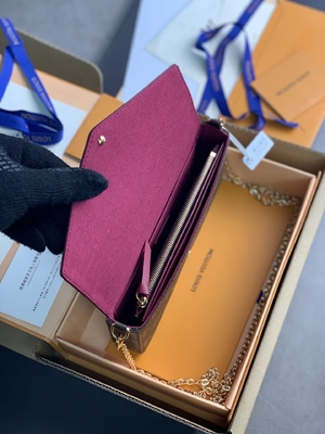 Mini forro fúcsia do LV Felicie Pochette Monogram Bag Wallet