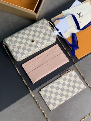 Mini forro fúcsia do LV Felicie Pochette Monogram Bag Wallet