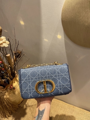 Sarja de Nimes bordada de Mini Designer Purses Dior Caro pequena