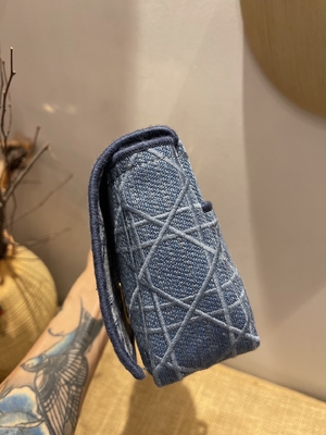 Sarja de Nimes bordada de Mini Designer Purses Dior Caro pequena