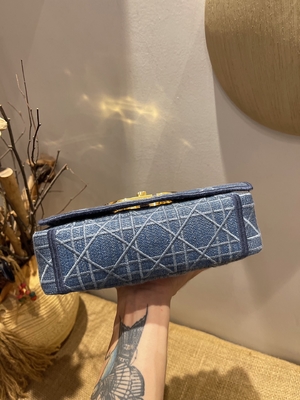 Sarja de Nimes bordada de Mini Designer Purses Dior Caro pequena