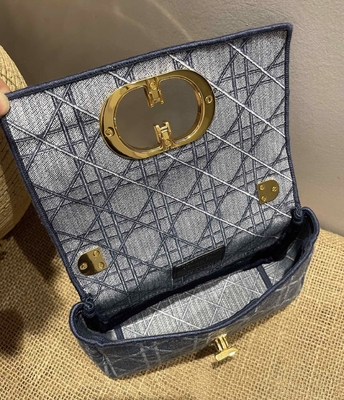 Sarja de Nimes bordada de Mini Designer Purses Dior Caro pequena