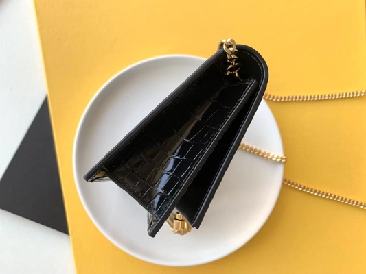 Corrente Kate Small Tassel do ouro do saco do preto de YVES SAINT LAURENT da pele de bezerro