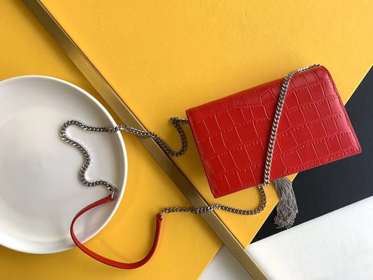 Saint médio Laurent Woc Zipper Closure de Kate Tassel Red YVES SAINT LAURENT