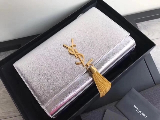 Saco do Woc de Saint Laurent YVES SAINT LAURENT do poliéster das correias ajustáveis com prata do fechamento do zíper