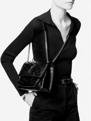 O WOC de couro de YVES SAINT LAURENT do punho marcou NIKI de Bag DND1N 1000 do mensageiro