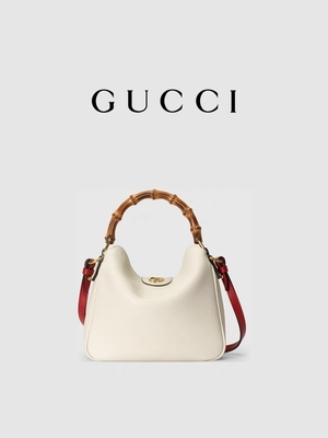 Princesa marcada de couro branca Diana Handbag de Gucci da mala a tiracolo