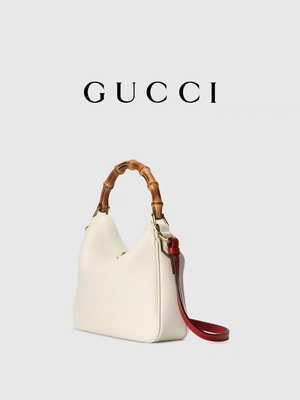 Princesa marcada de couro branca Diana Handbag de Gucci da mala a tiracolo