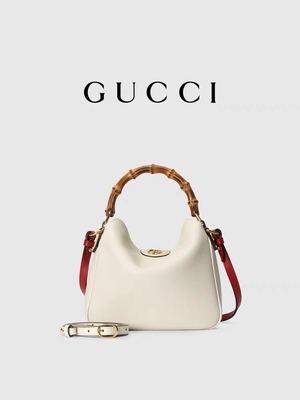 Princesa marcada de couro branca Diana Handbag de Gucci da mala a tiracolo