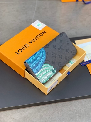 Couro unisex do LV Sarah Monogram Wallet Damier Collaboration da lona