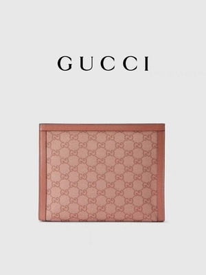 Malote da embreagem de Mini Pink Canvas Leather Ophidia Gucci com fechamento do fecho de correr