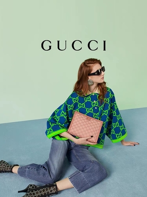 Malote da embreagem de Mini Pink Canvas Leather Ophidia Gucci com fechamento do fecho de correr