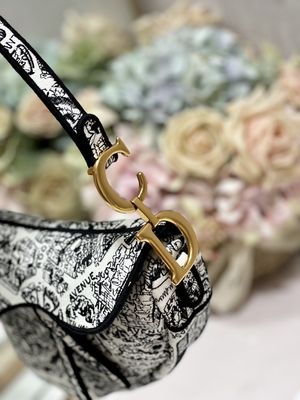 Bordado Dior Saddle Sling Bag Patchwork das mulheres 25cm com os 3 bolsos interiores