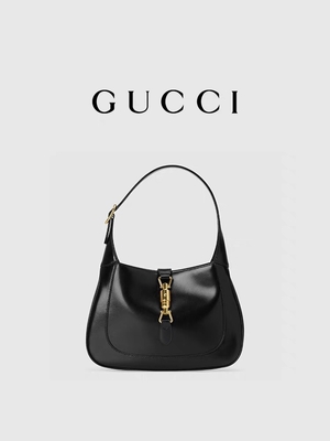 Jackie Bag By Gucci Time 1961 de couro preto honrou acessórios dourados clássicos