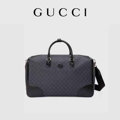 Dobro de bloqueio G da lona suprema preta do GG Tote Bag Gucci Mens Messenger do curso