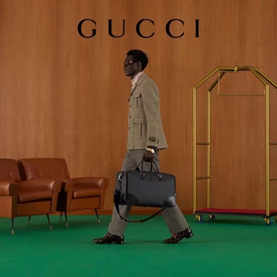 Dobro de bloqueio G da lona suprema preta do GG Tote Bag Gucci Mens Messenger do curso