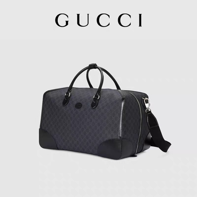 Dobro de bloqueio G da lona suprema preta do GG Tote Bag Gucci Mens Messenger do curso