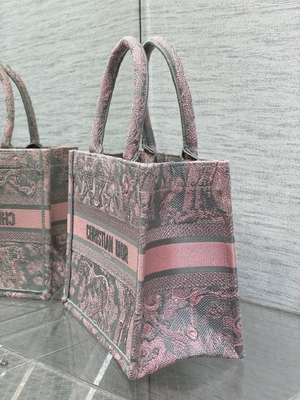 Christian Dior Booktote Pink And Gray pequeno Toile De Jouy Sauvage Embroidery