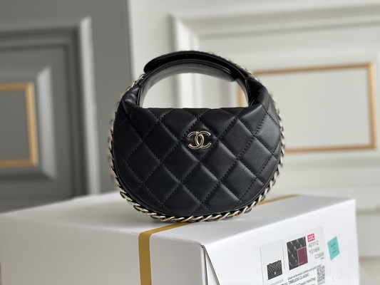 Bolsa da moeda de Mini Fabric Chanel Flap Bag do preto Ap3095 20 polegadas