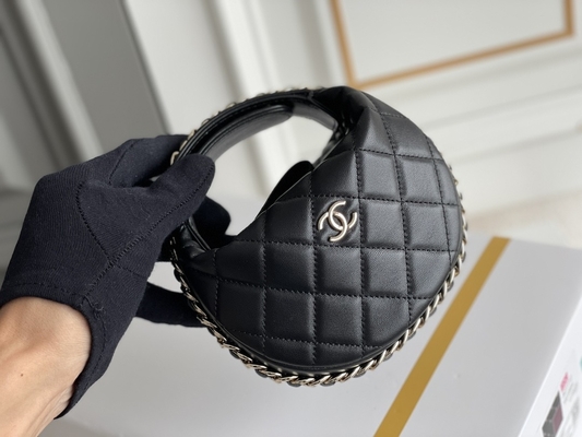 Bolsa da moeda de Mini Fabric Chanel Flap Bag do preto Ap3095 20 polegadas