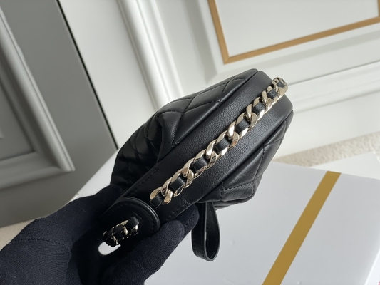 Bolsa da moeda de Mini Fabric Chanel Flap Bag do preto Ap3095 20 polegadas