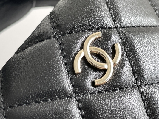 Bolsa da moeda de Mini Fabric Chanel Flap Bag do preto Ap3095 20 polegadas
