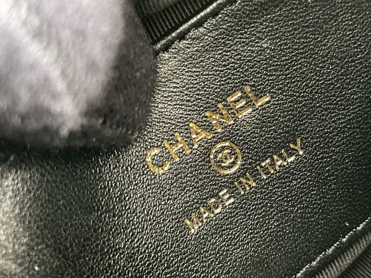 Bolsa da moeda de Mini Fabric Chanel Flap Bag do preto Ap3095 20 polegadas
