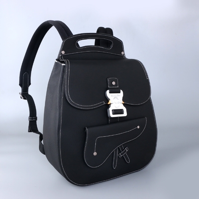 Vitela de couro de Christian Dior Gallop Backpack Black Grained dos fundamentos dos homens