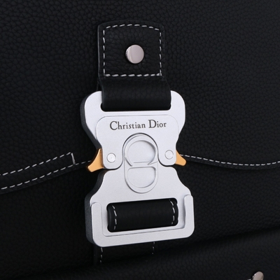 Vitela de couro de Christian Dior Gallop Backpack Black Grained dos fundamentos dos homens