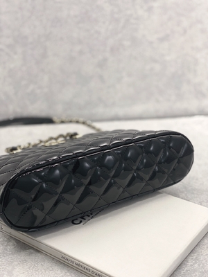 Chanel Patent Calfskin Shopping Bag pequeno com senhora retro Style