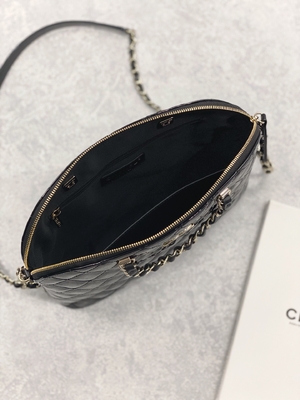 Chanel Patent Calfskin Shopping Bag pequeno com senhora retro Style
