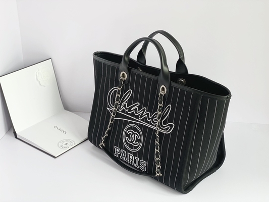 Grande feito sob encomenda marcado ensaca a bolsa Metalblack de Chanel 2,55 da pele de bezerro do algodão e o branco