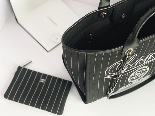 Grande feito sob encomenda marcado ensaca a bolsa Metalblack de Chanel 2,55 da pele de bezerro do algodão e o branco