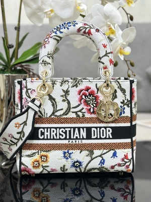 Saco marcado feito sob encomenda multicolorido de Dior Medium D Lite dos sacos de Petites Fleurs