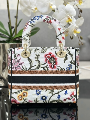 Saco marcado feito sob encomenda multicolorido de Dior Medium D Lite dos sacos de Petites Fleurs