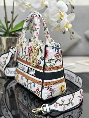 Saco marcado feito sob encomenda multicolorido de Dior Medium D Lite dos sacos de Petites Fleurs