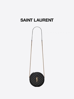 Grained gravados cobrem o mensageiro marcado Bag o saco V da câmera que do círculo de YVES SAINT LAURENT Vinyle estofou