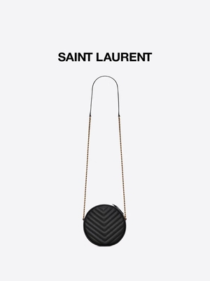 Grained gravados cobrem o mensageiro marcado Bag o saco V da câmera que do círculo de YVES SAINT LAURENT Vinyle estofou