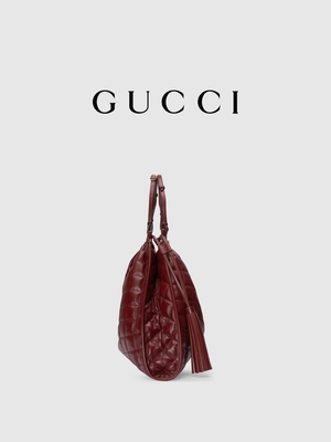 6Inch a guarnição de couro carmesim Preloved marcou o saco Diana Gucci Handbag