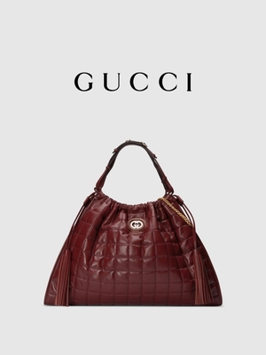 6Inch a guarnição de couro carmesim Preloved marcou o saco Diana Gucci Handbag